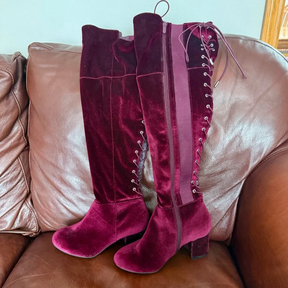 Elegant Burgundy Over-the-Knee Boots